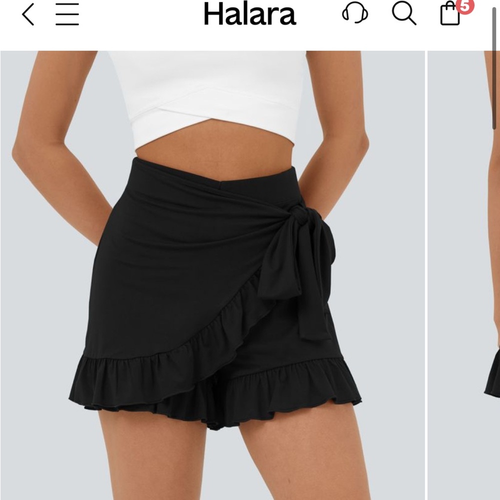 Halara high Waisted Tie Side Ruffle Hem Flowy Casual Shorts